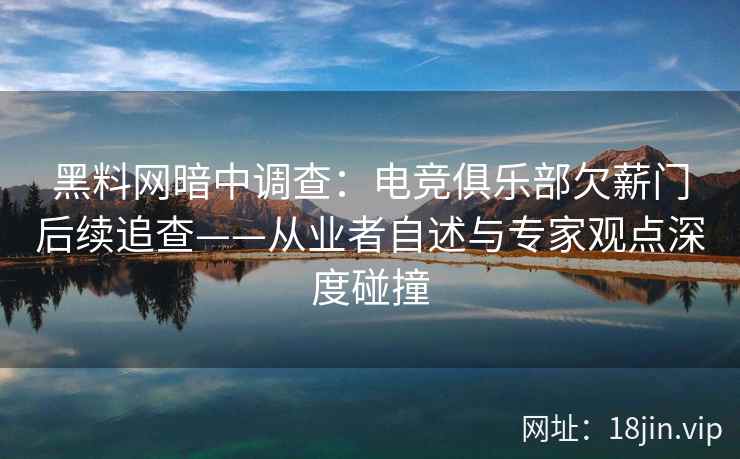 黑料网暗中调查：电竞俱乐部欠薪门后续追查——从业者自述与专家观点深度碰撞  第2张