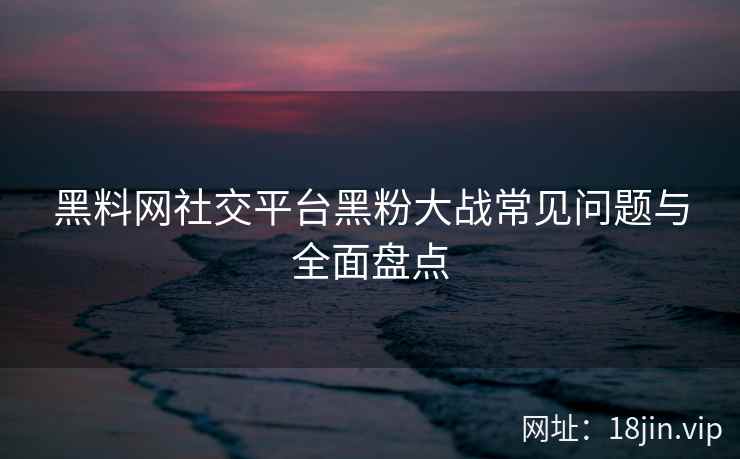 黑料网社交平台黑粉大战常见问题与全面盘点