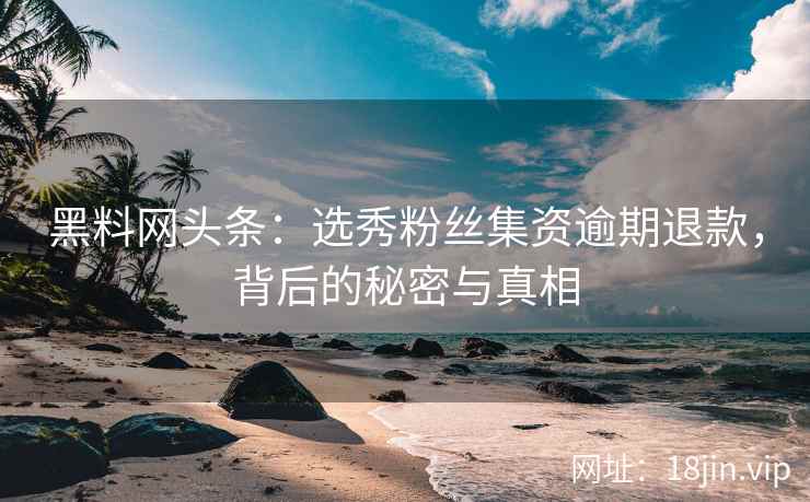 黑料网头条：选秀粉丝集资逾期退款，背后的秘密与真相