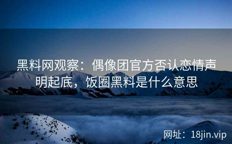 黑料网观察：偶像团官方否认恋情声明起底，饭圈黑料是什么意思